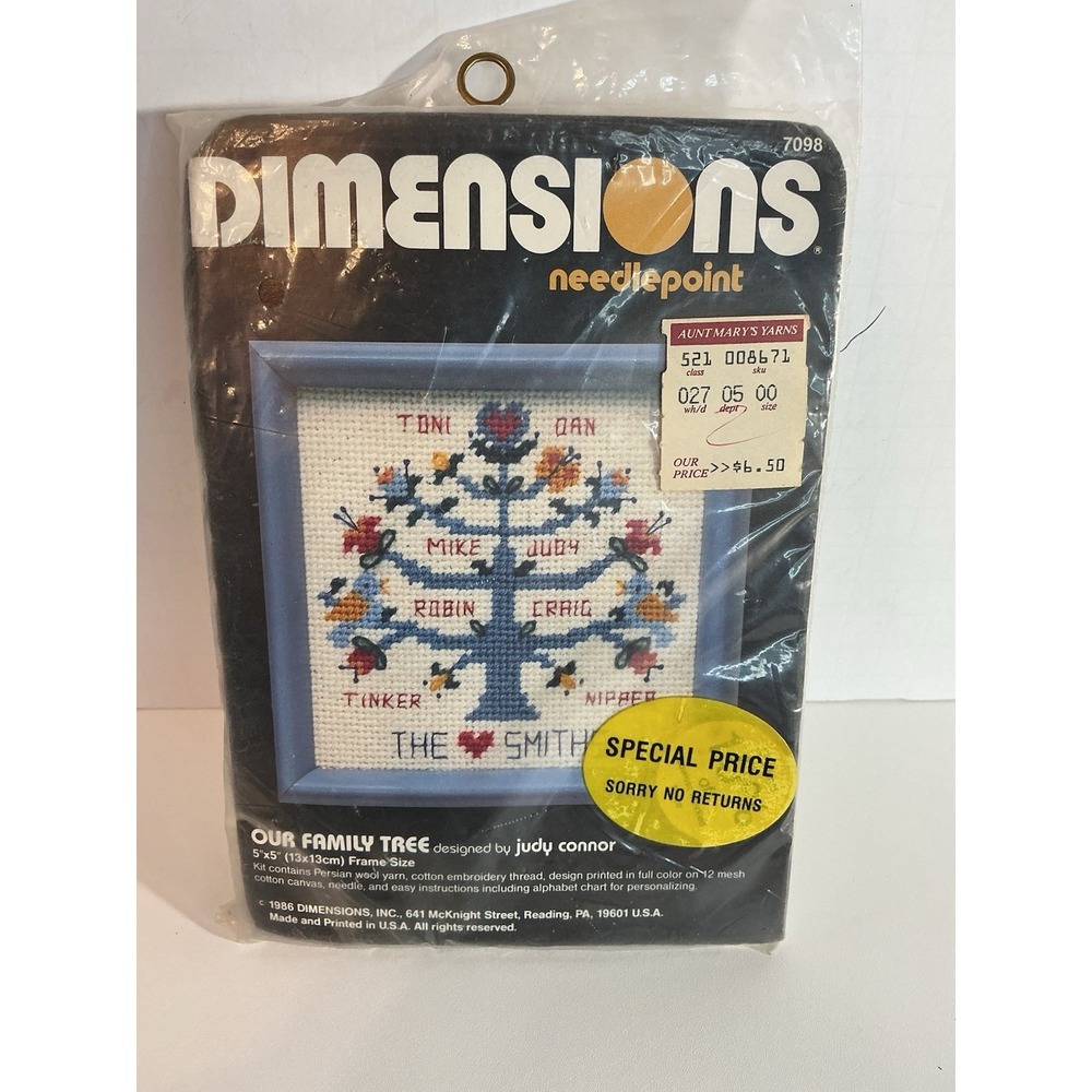 Unused Vintage 1986 Dimensions Needlepoint Kit - Our Family Tree #7098